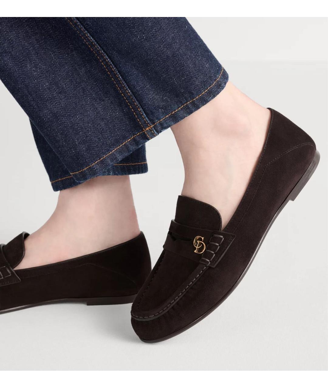 CHRISTIAN DIOR Коричневые замшевые лоферы, фото 4