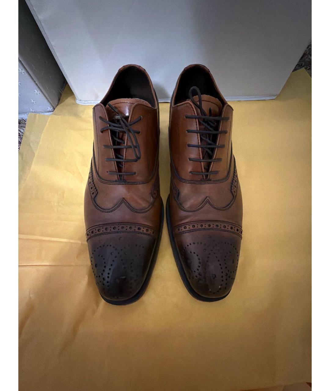 PRADA Коричневые кожаные туфли, фото 2