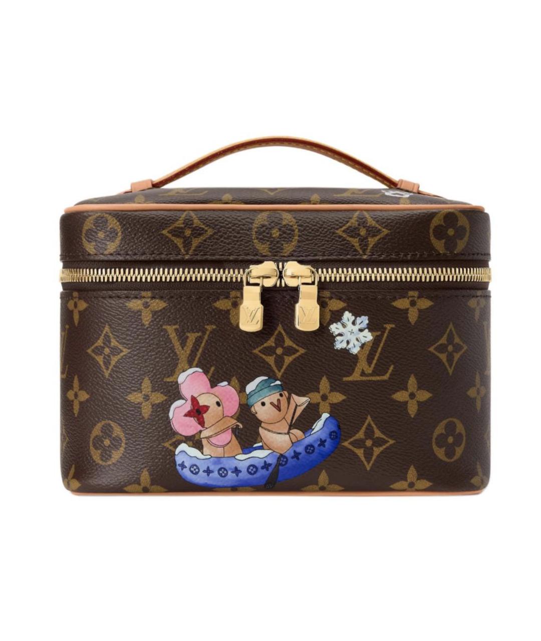 LOUIS VUITTON Коричневая кожаная косметичка, фото 3