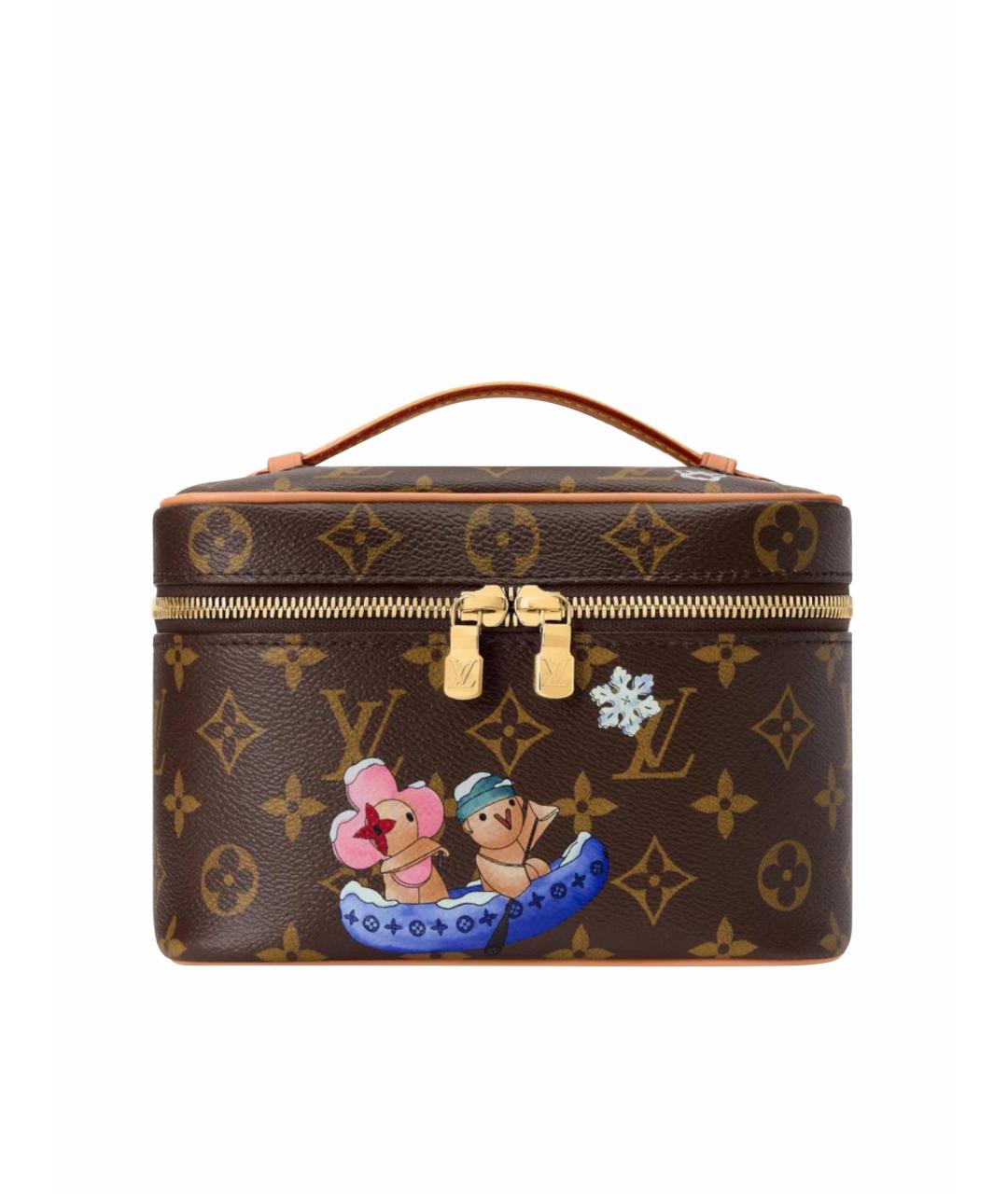 LOUIS VUITTON Коричневая кожаная косметичка, фото 1