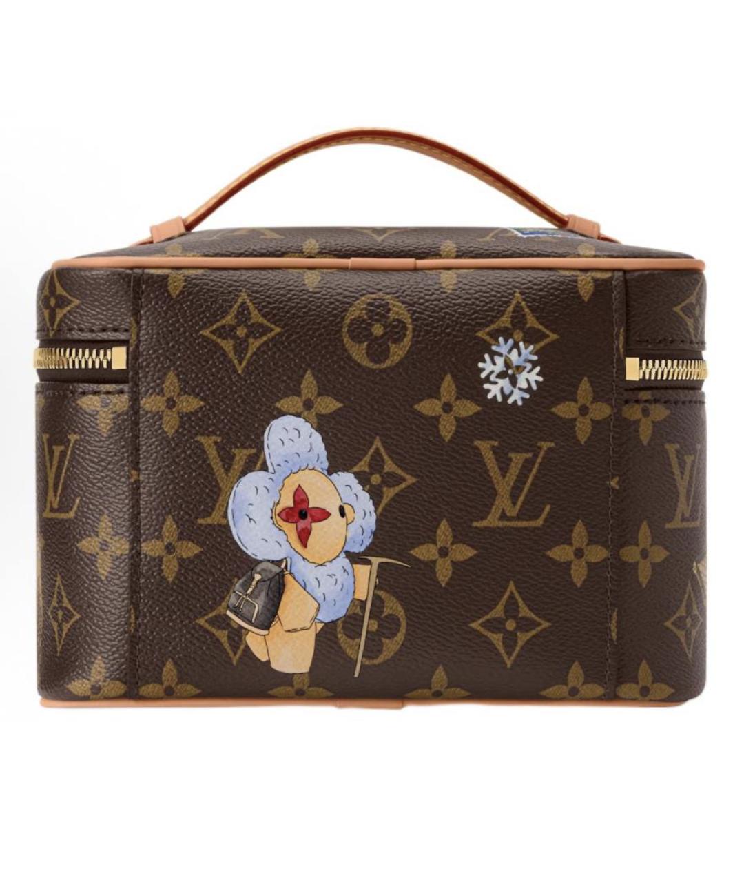 LOUIS VUITTON Коричневая кожаная косметичка, фото 2