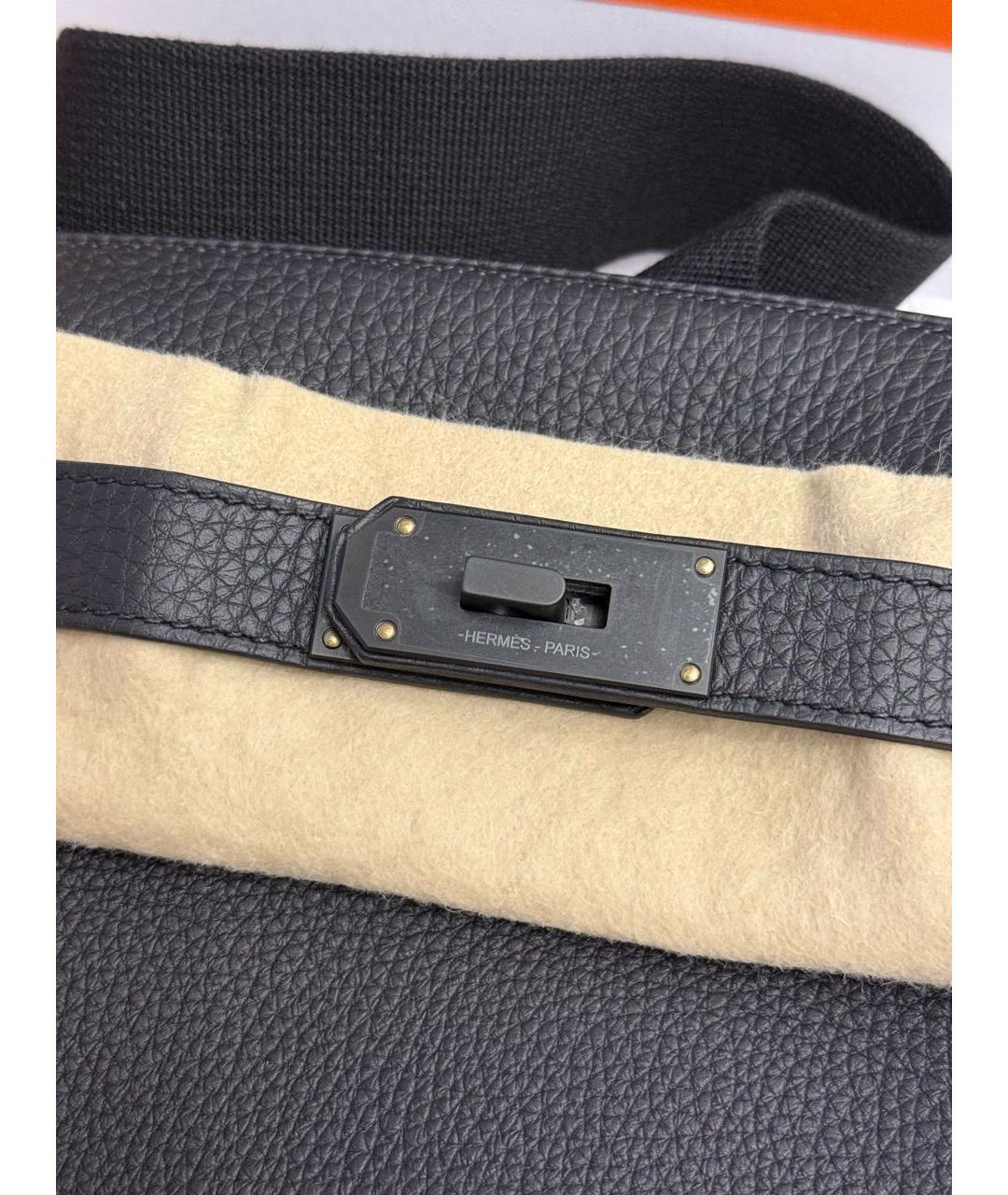 HERMES Черная кожаная сумка на плечо, фото 4