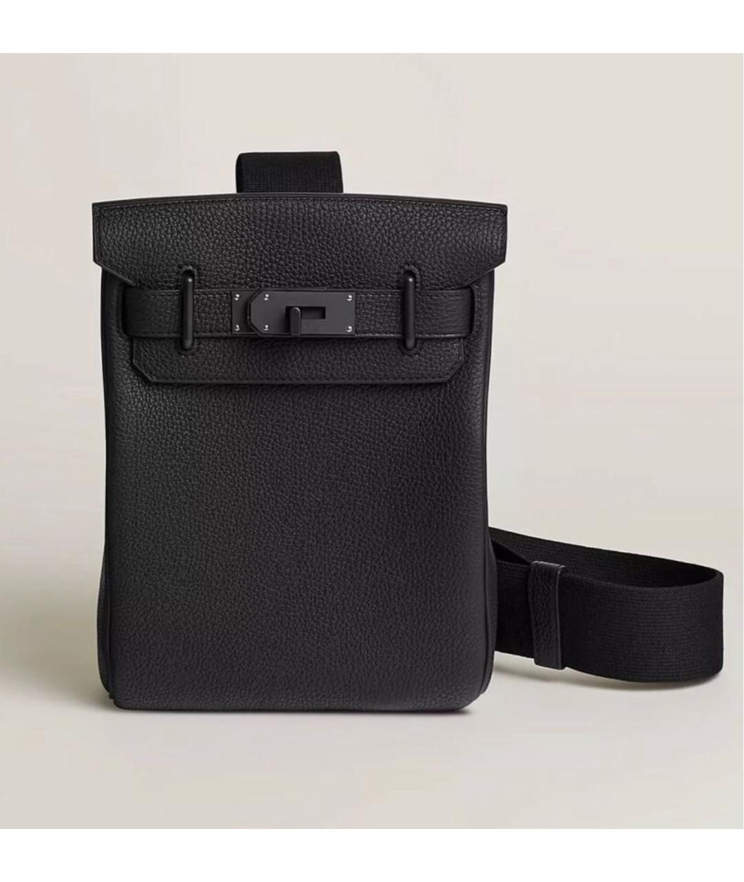 HERMES Черная кожаная сумка на плечо, фото 8