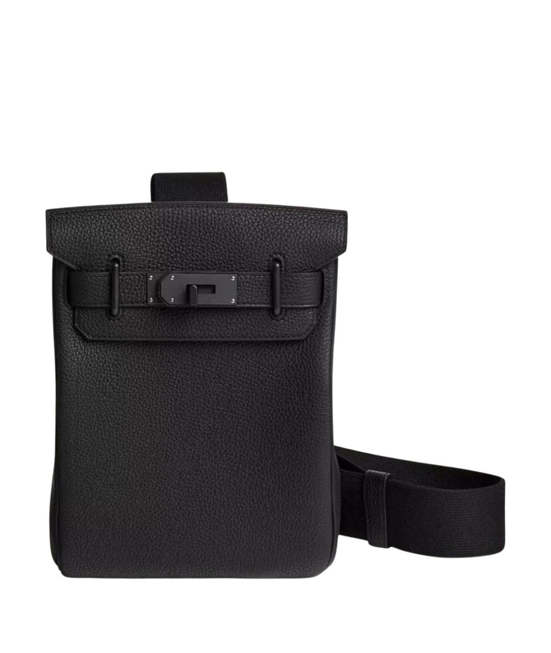 HERMES Черная кожаная сумка на плечо, фото 1