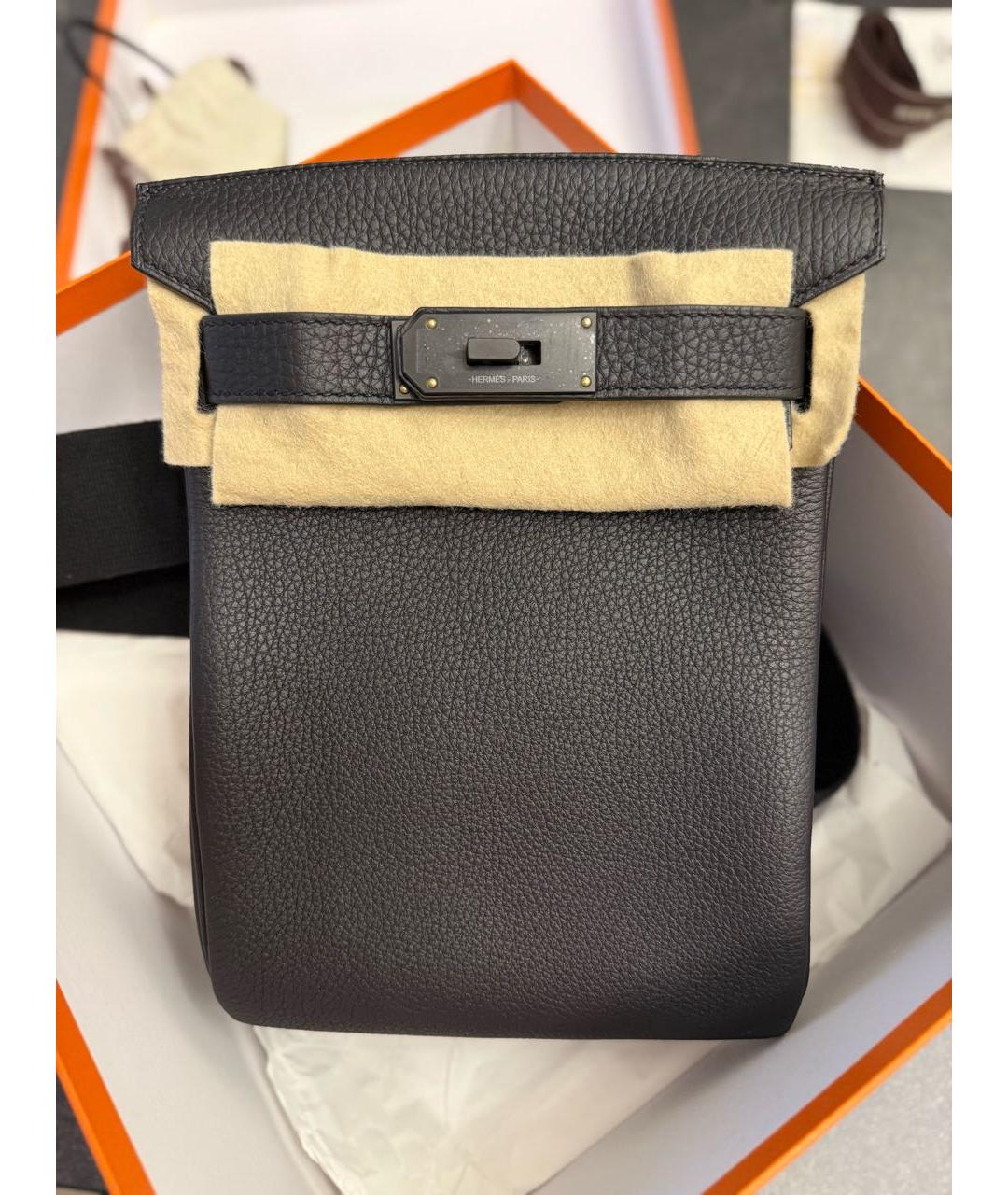 HERMES Черная кожаная сумка на плечо, фото 2