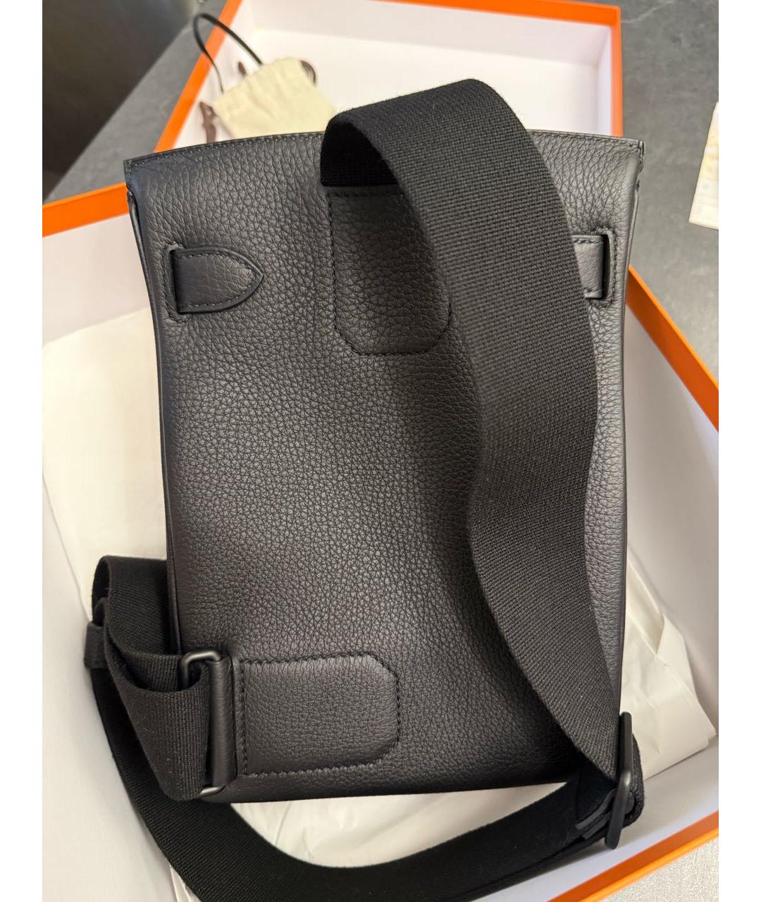 HERMES Черная кожаная сумка на плечо, фото 3