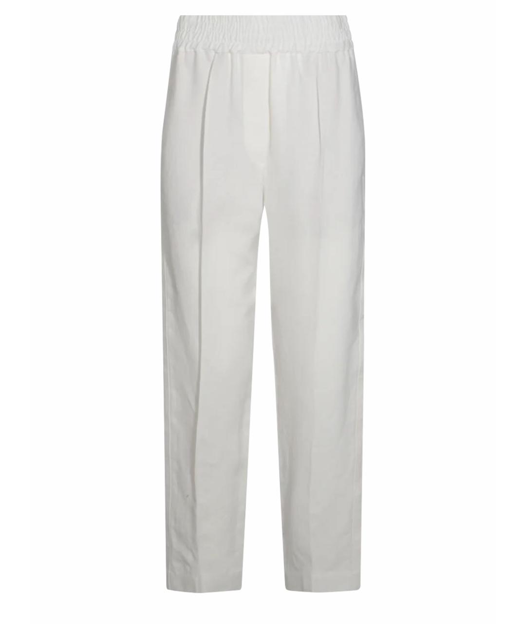 BRUNELLO CUCINELLI Белые льняные прямые брюки, фото 1