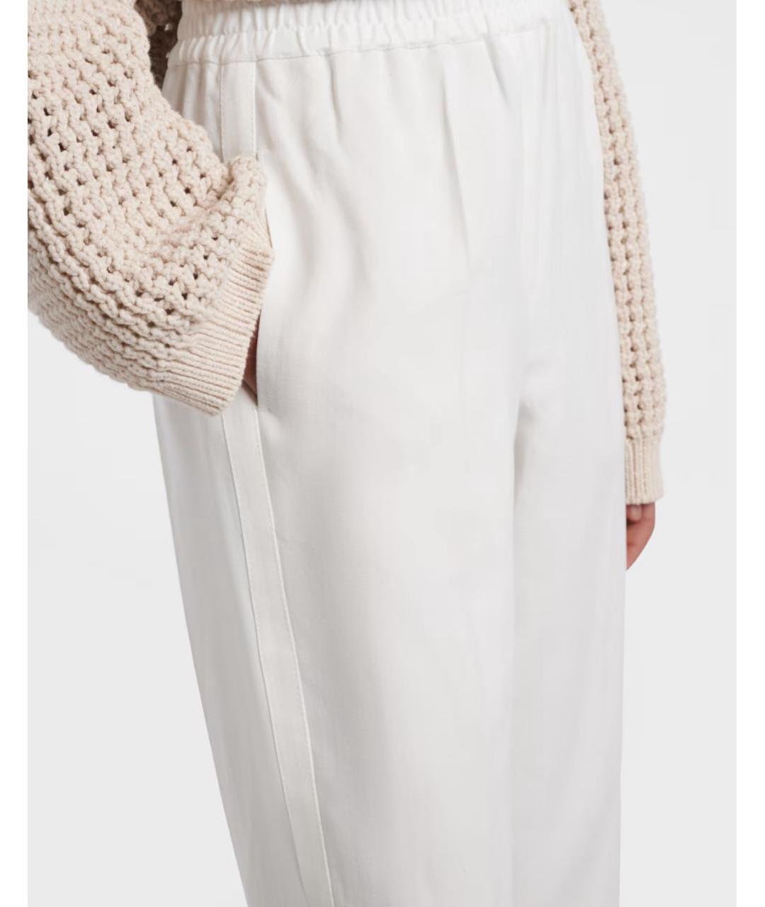 BRUNELLO CUCINELLI Белые льняные прямые брюки, фото 8