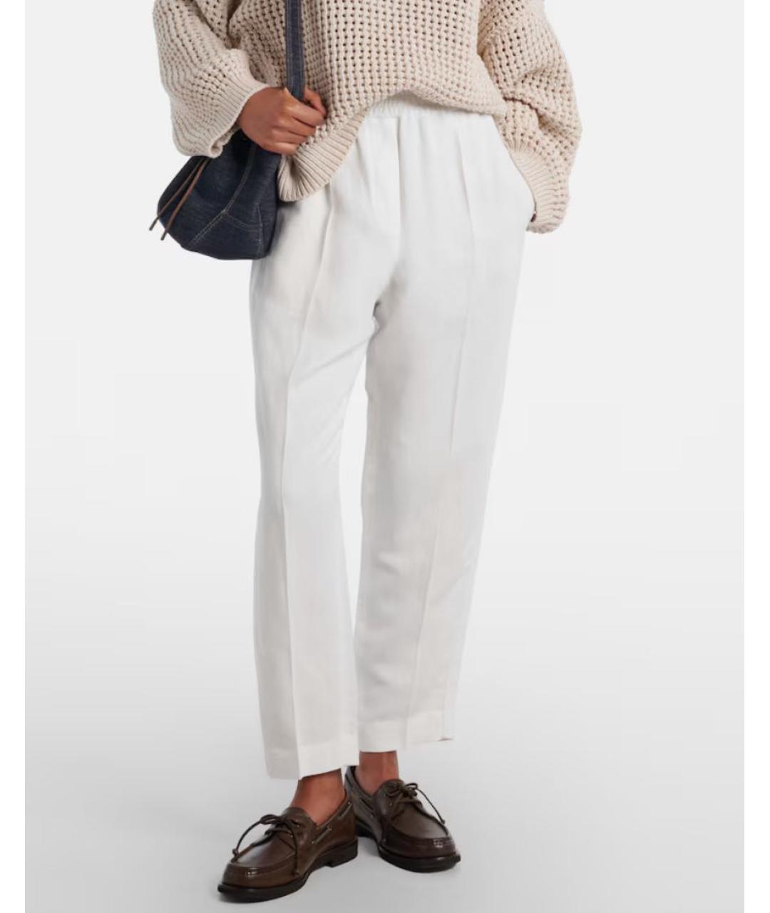 BRUNELLO CUCINELLI Белые льняные прямые брюки, фото 5