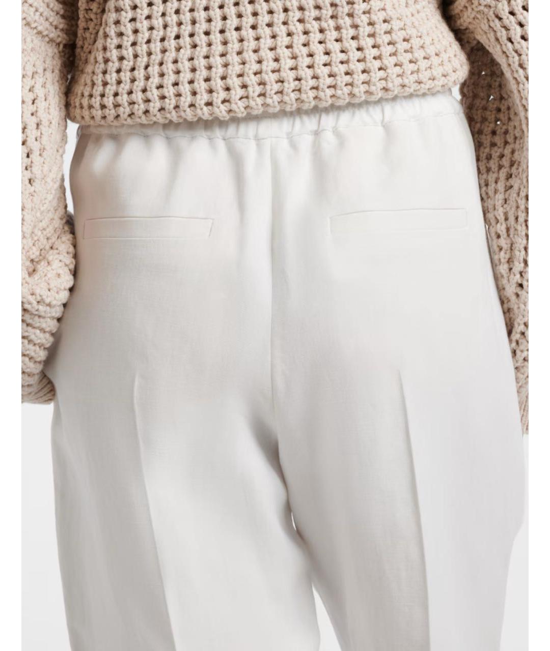BRUNELLO CUCINELLI Белые льняные прямые брюки, фото 4