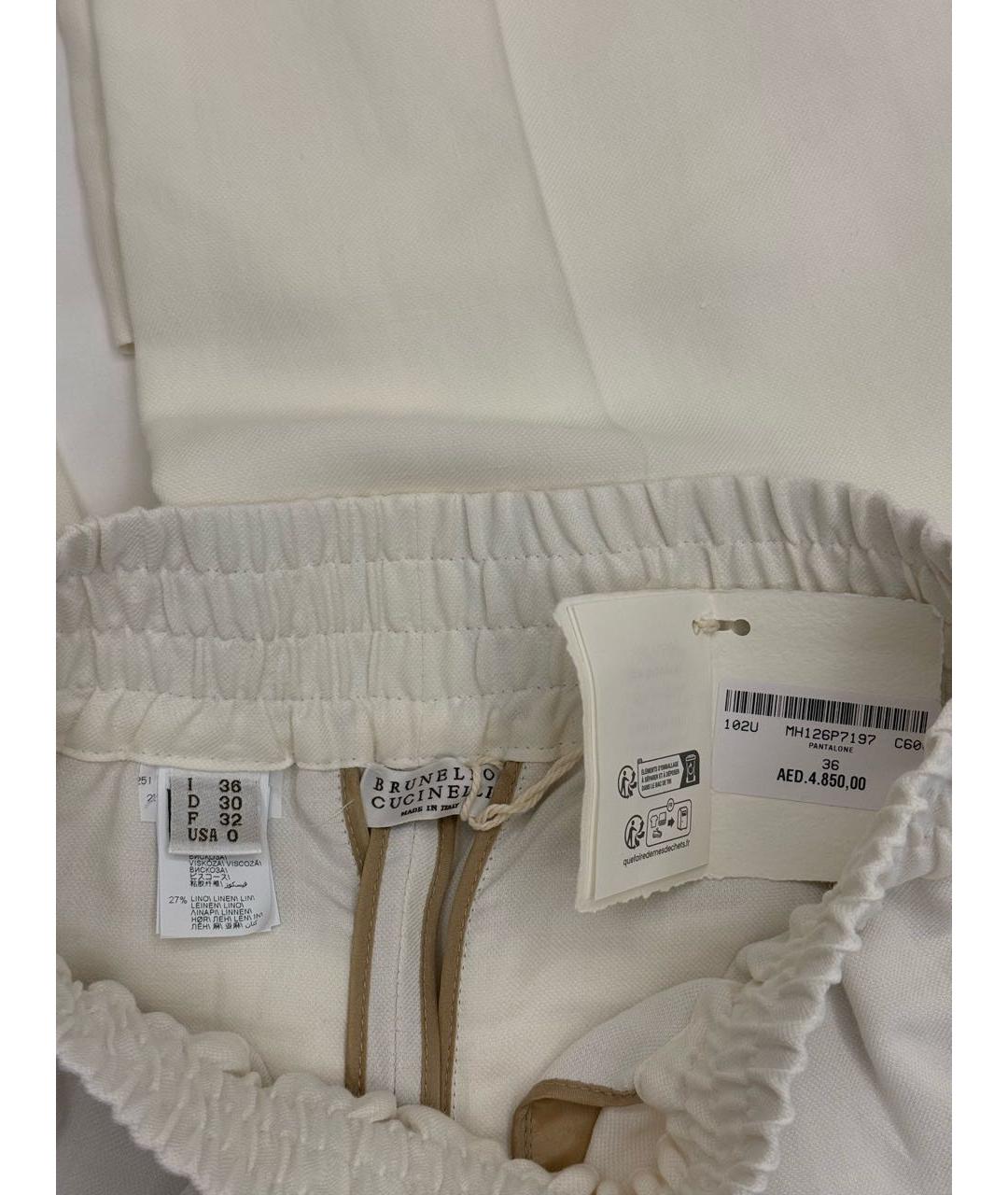 BRUNELLO CUCINELLI Белые льняные прямые брюки, фото 6
