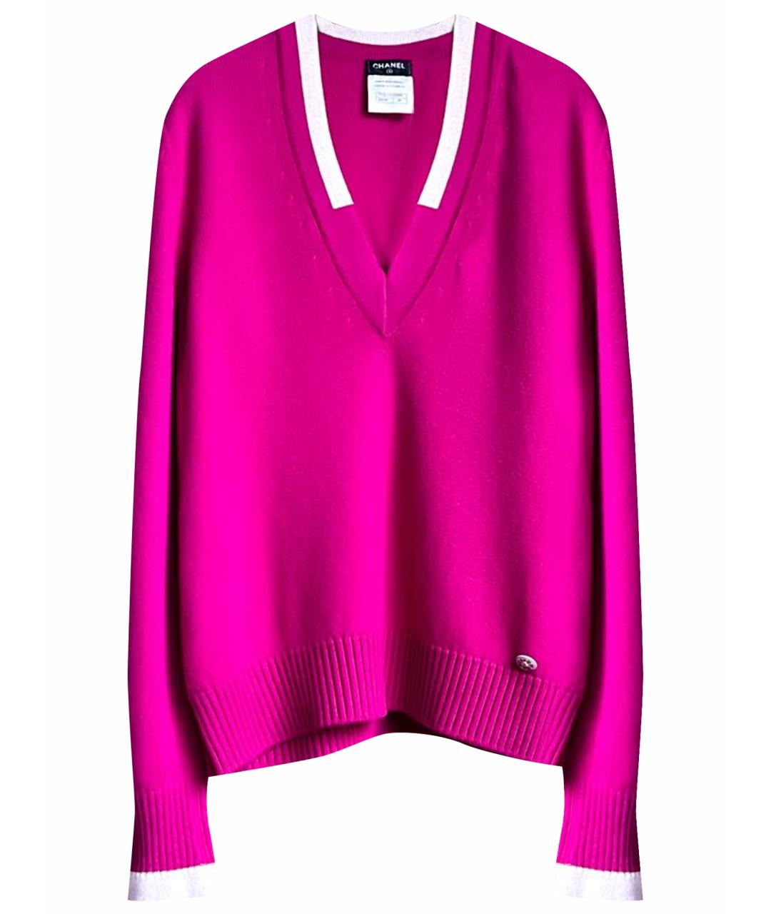 CHANEL Фуксия кашемировый джемпер / свитер, фото 1
