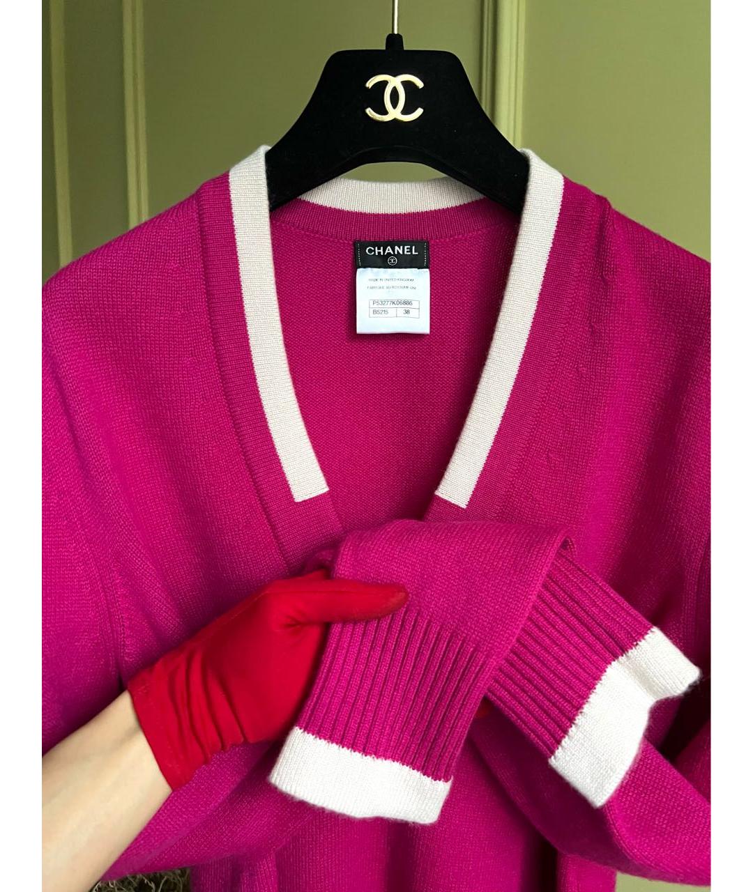 CHANEL Фуксия кашемировый джемпер / свитер, фото 5