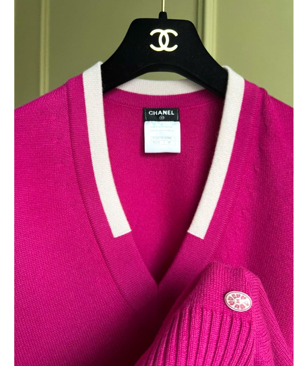CHANEL Фуксия кашемировый джемпер / свитер, фото 2