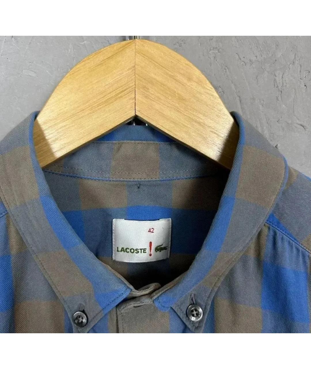 LACOSTE Синяя хлопковая кэжуал рубашка, фото 2