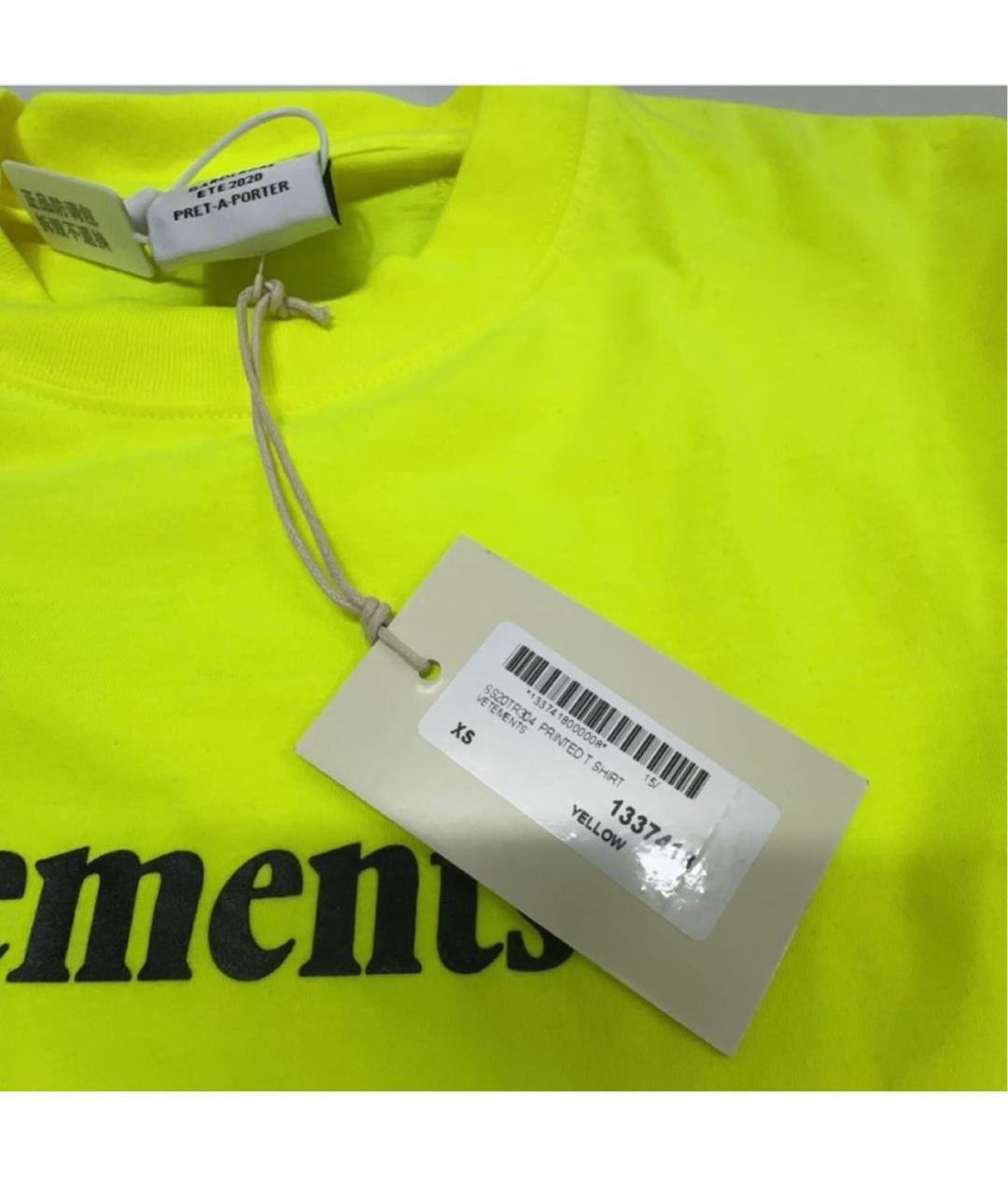 VETEMENTS Желтая хлопковая футболка, фото 7