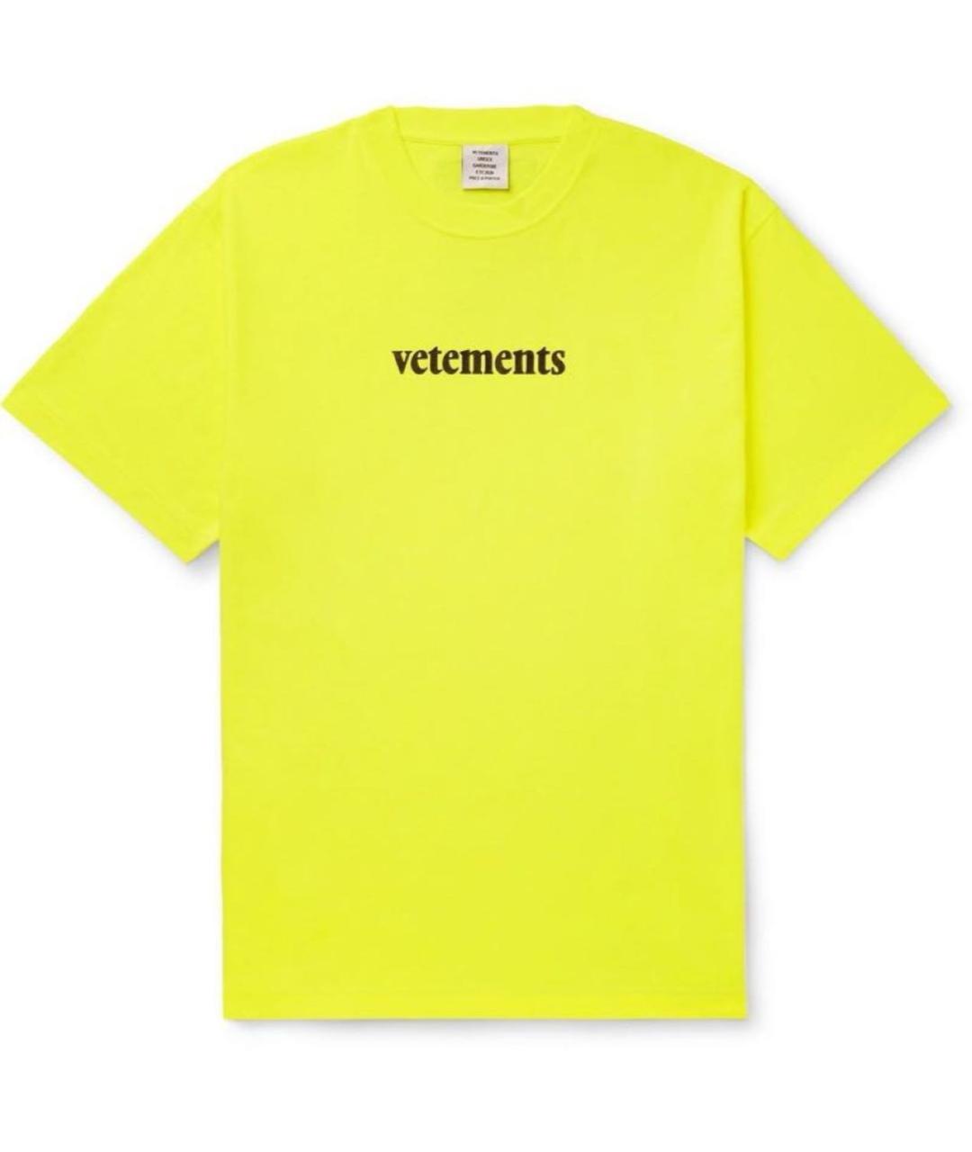 VETEMENTS Желтая хлопковая футболка, фото 9