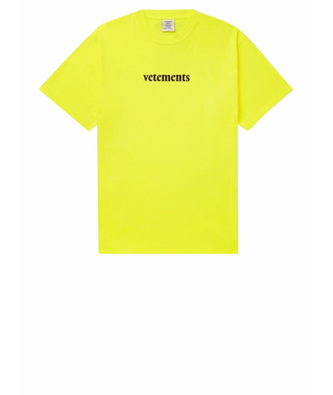 VETEMENTS Желтая хлопковая футболка, фото 1