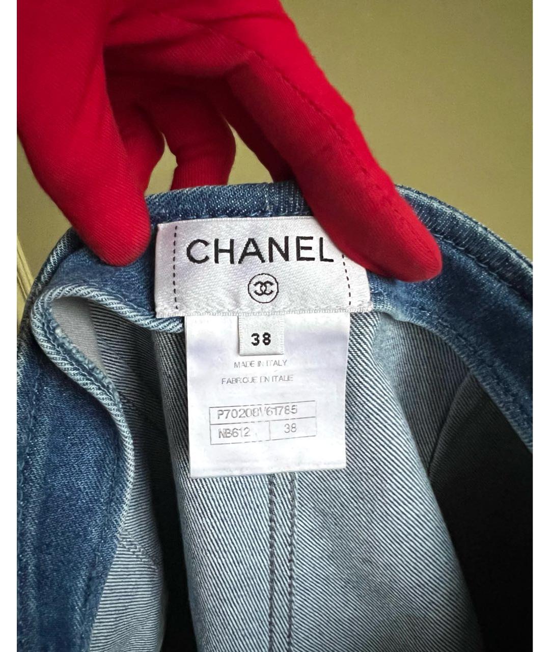 CHANEL Хлопко-эластановые прямые джинсы, фото 8