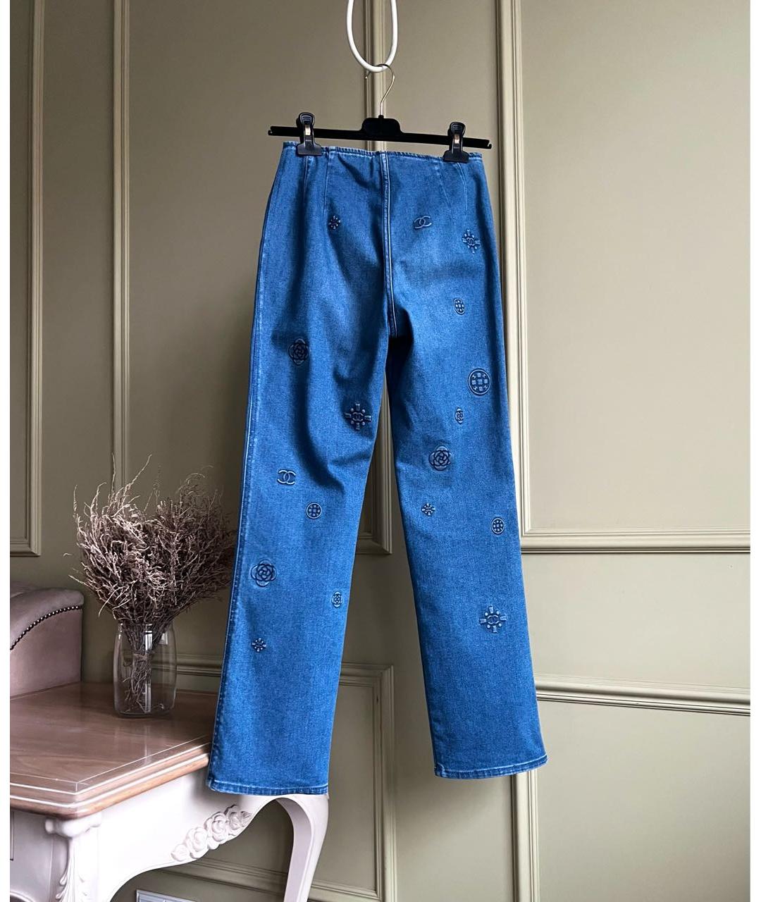 CHANEL Хлопко-эластановые прямые джинсы, фото 6