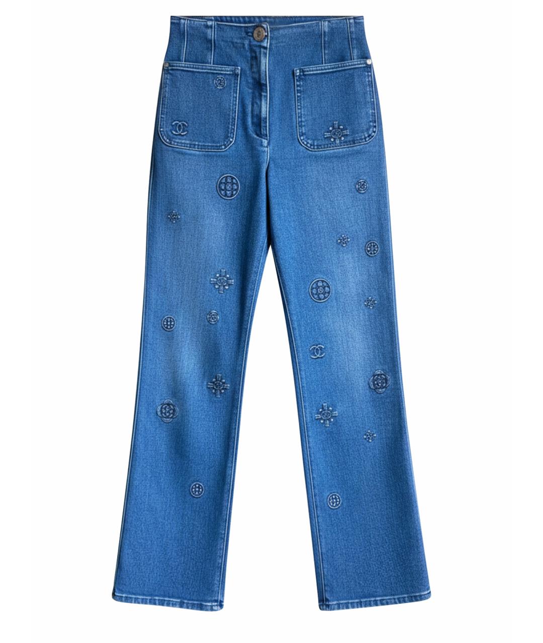 CHANEL Хлопко-эластановые прямые джинсы, фото 1