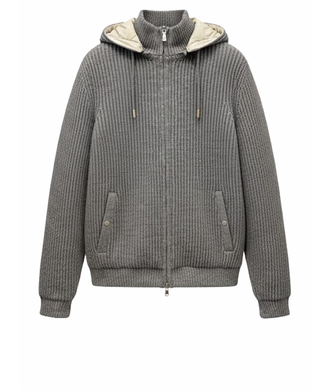 ELEVENTY Серый шерстяной пуховик, фото 1