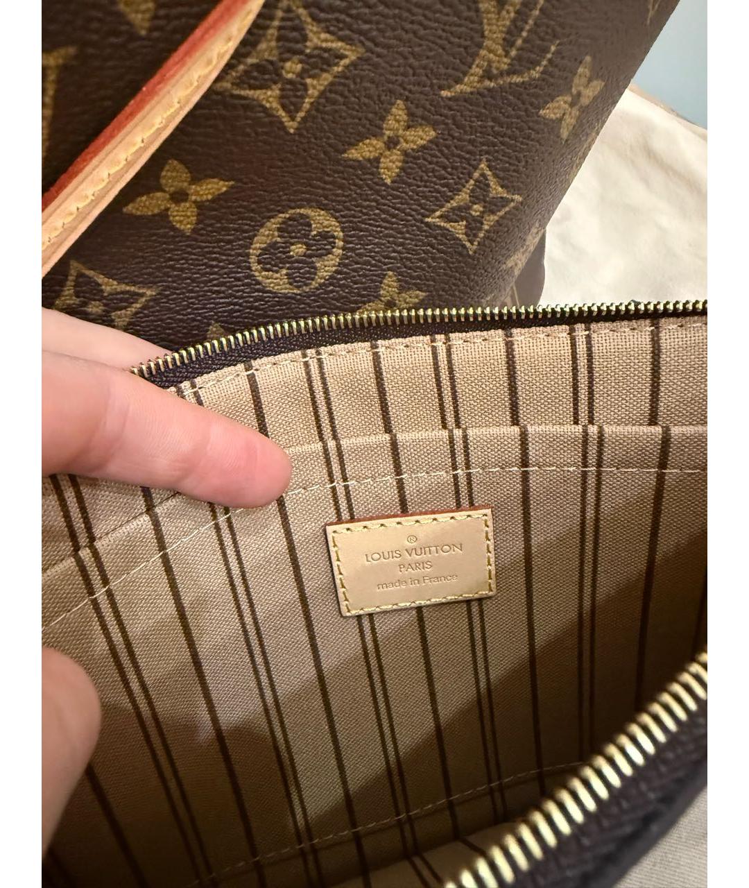 LOUIS VUITTON Коричневая кожаная сумка тоут, фото 4