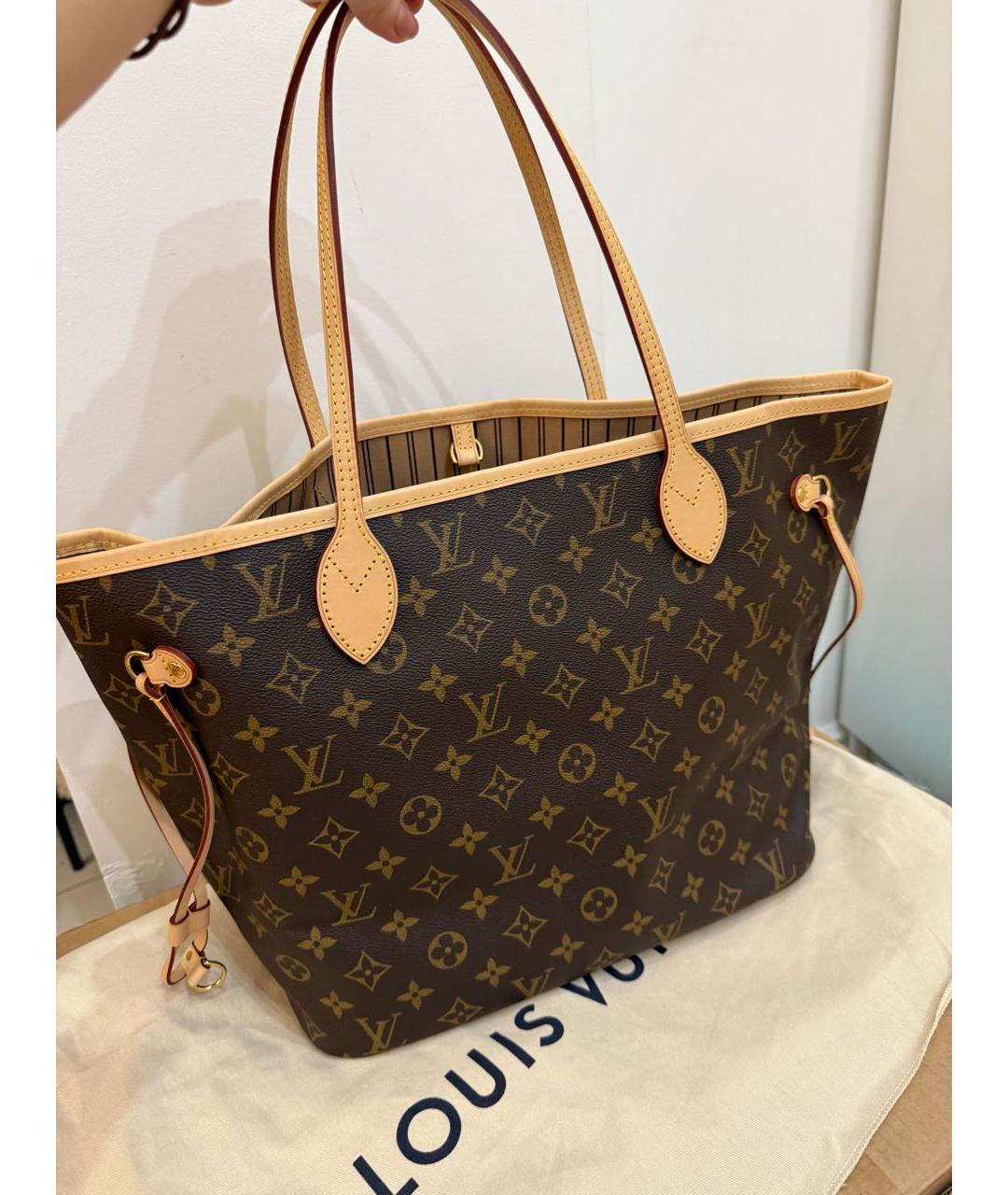 LOUIS VUITTON Коричневая кожаная сумка тоут, фото 8