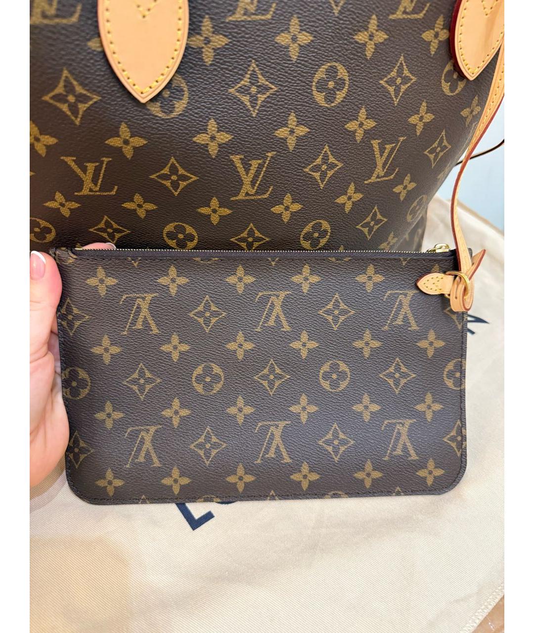 LOUIS VUITTON Коричневая кожаная сумка тоут, фото 3
