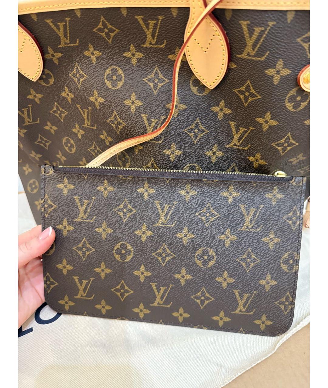 LOUIS VUITTON Коричневая кожаная сумка тоут, фото 6
