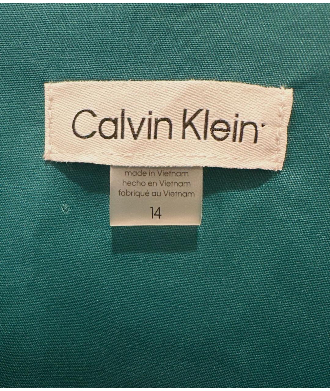 CALVIN KLEIN Бирюзовое хлопковое повседневное платье, фото 3