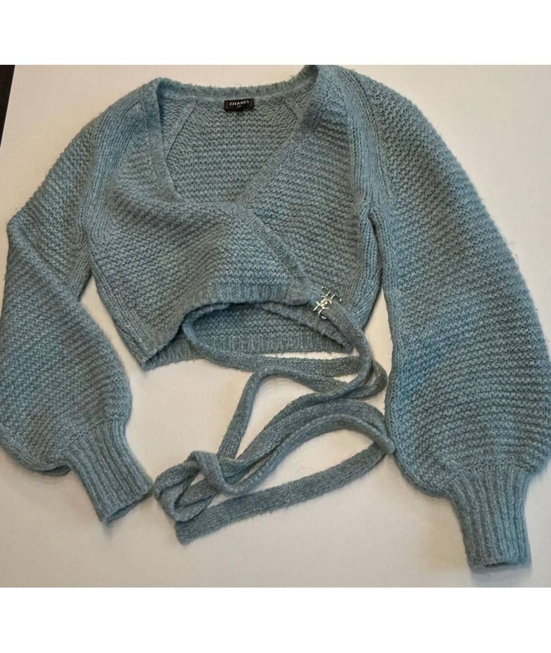 CHANEL Голубой шерстяной кардиган, фото 5
