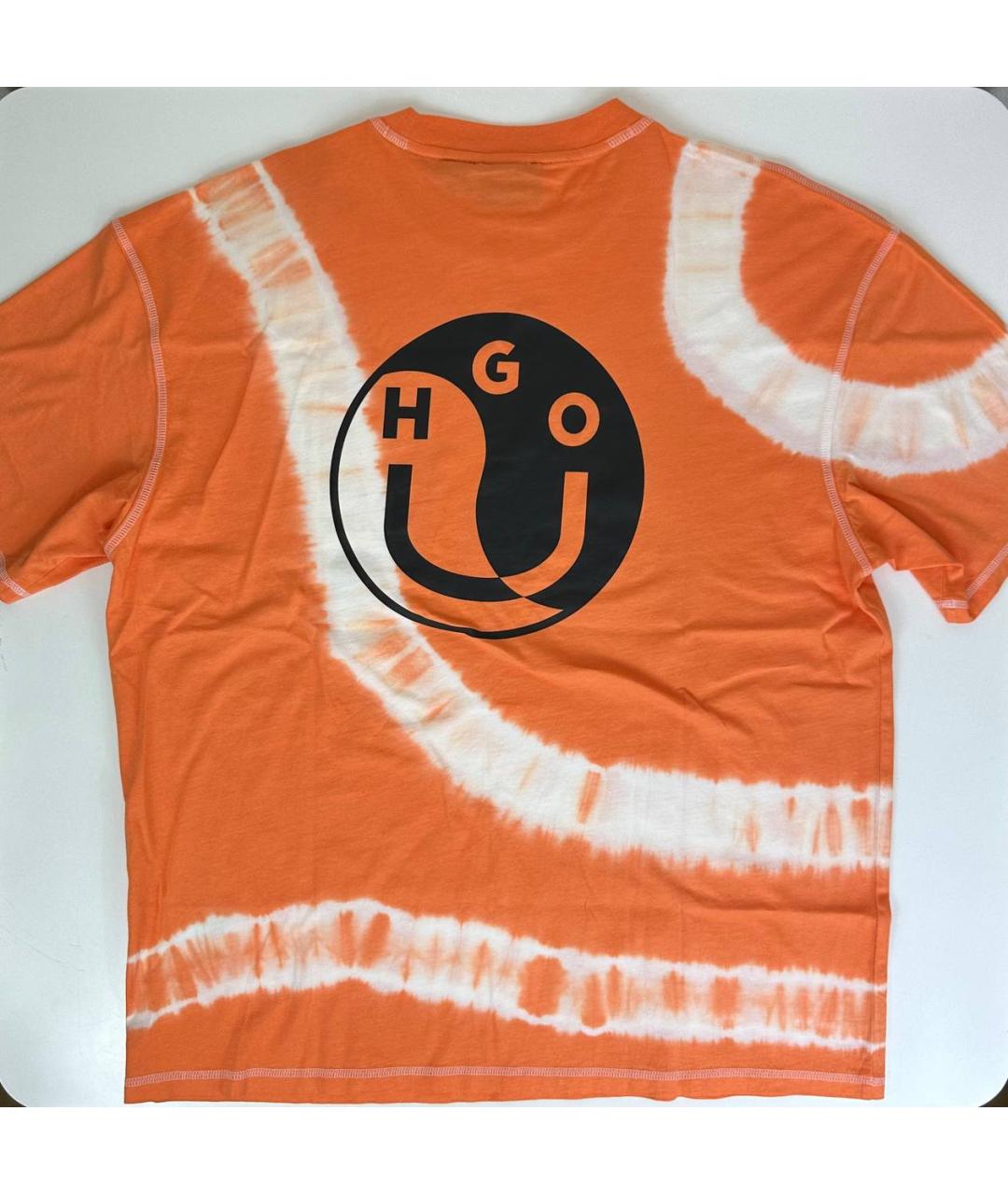 HUGO BOSS Оранжевая хлопковая футболка, фото 2