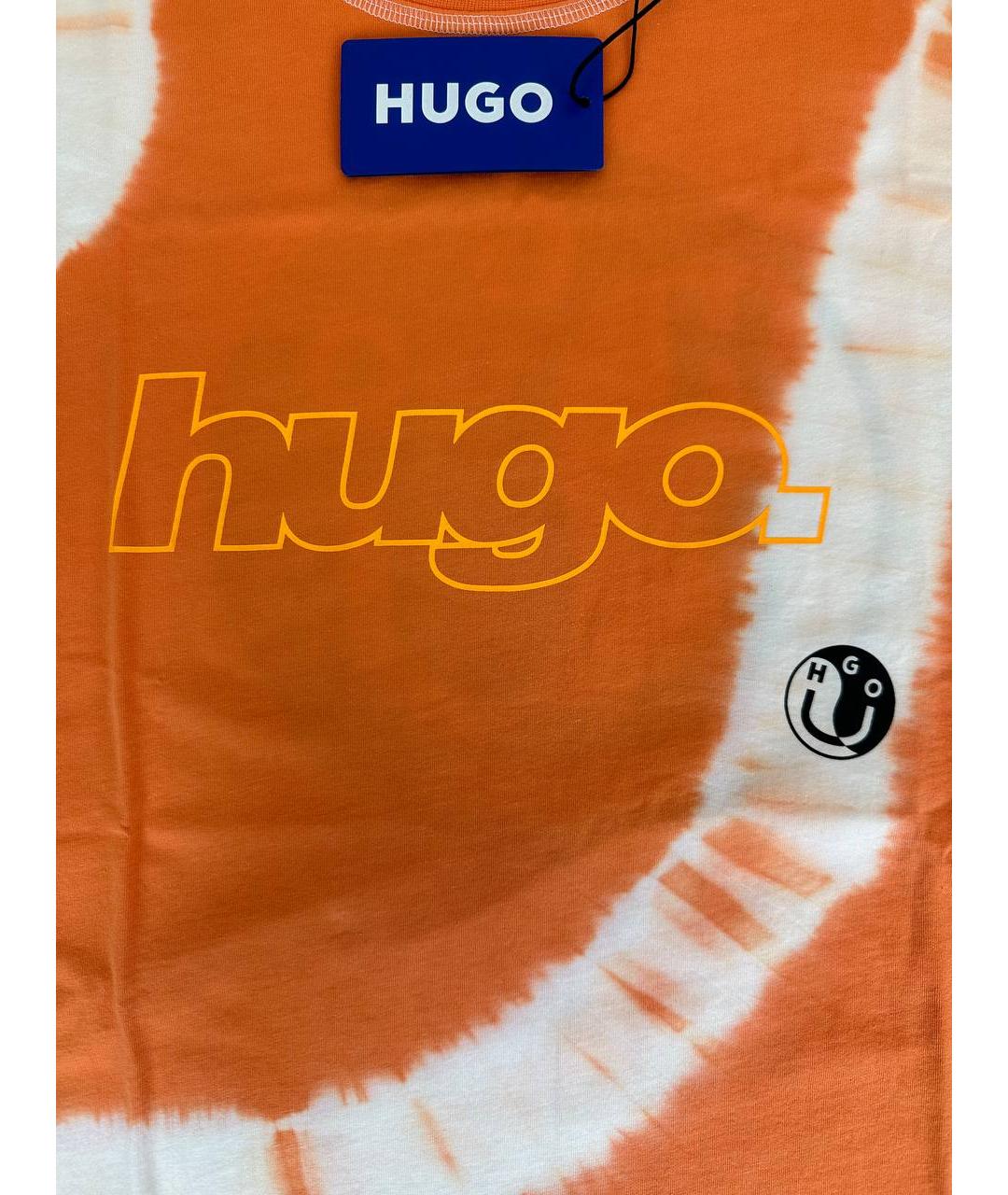 HUGO BOSS Оранжевая хлопковая футболка, фото 3