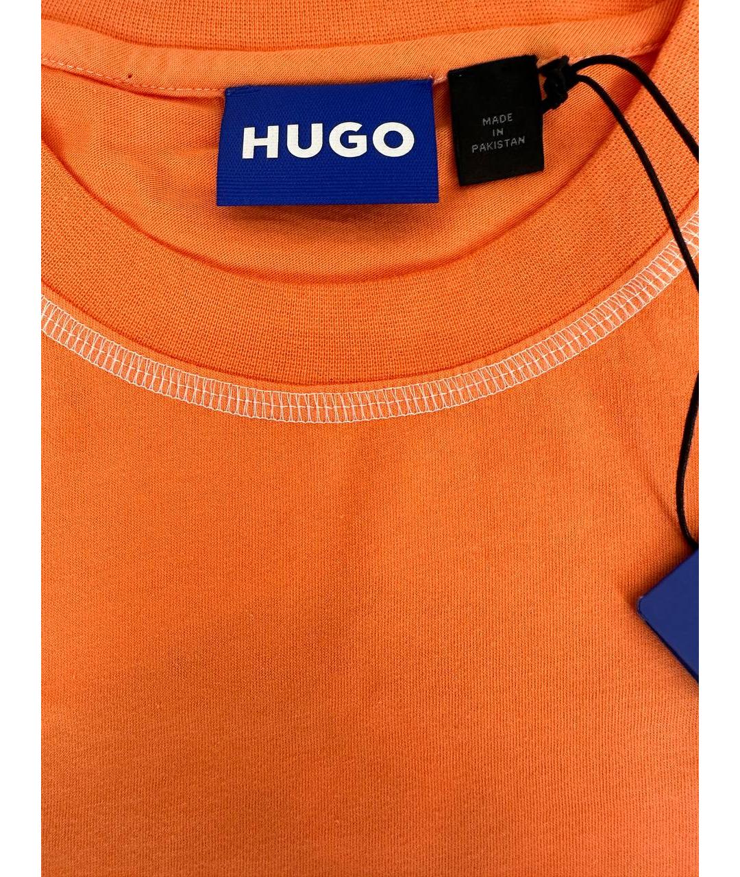 HUGO BOSS Оранжевая хлопковая футболка, фото 4