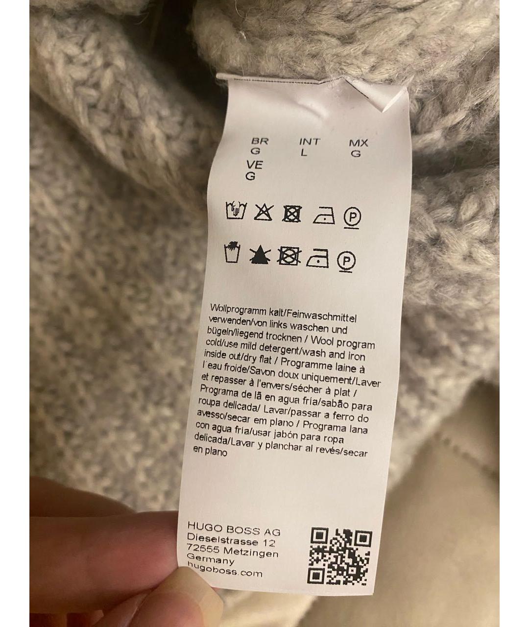 HUGO BOSS Серый шерстяной джемпер / свитер, фото 7