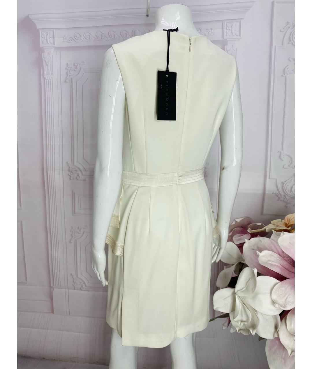 JOHN RICHMOND Белое вискозное коктейльное платье, фото 7