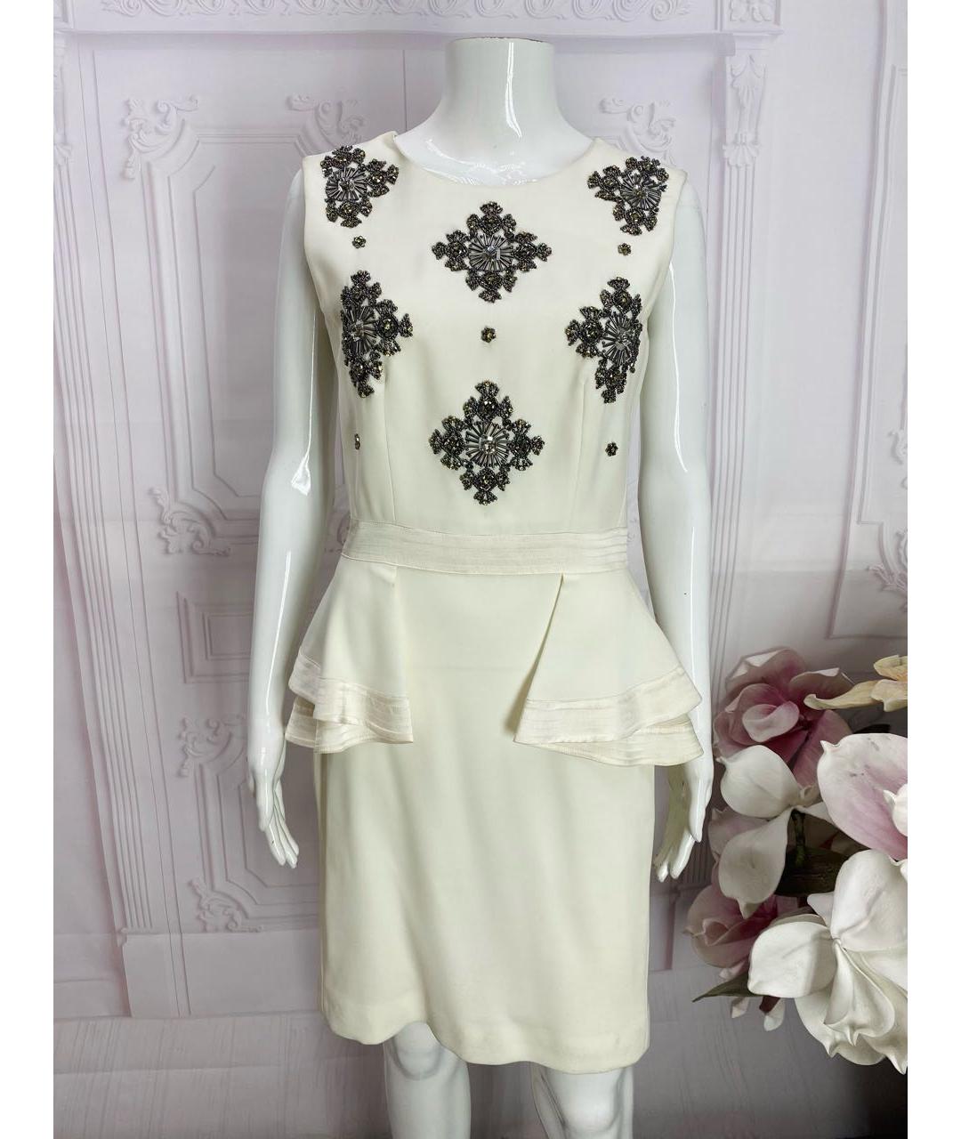 JOHN RICHMOND Белое вискозное коктейльное платье, фото 5