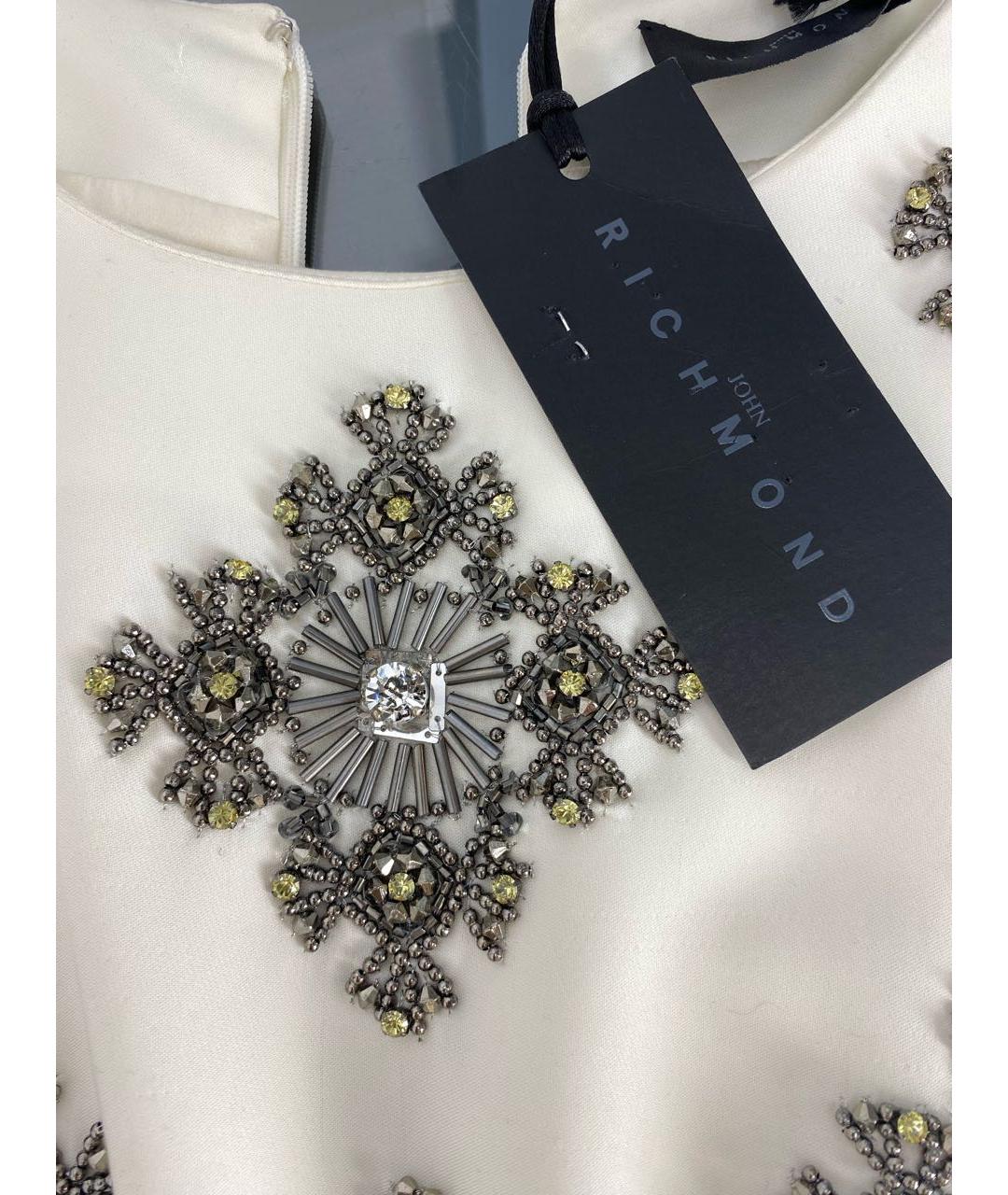 JOHN RICHMOND Белое вискозное коктейльное платье, фото 4