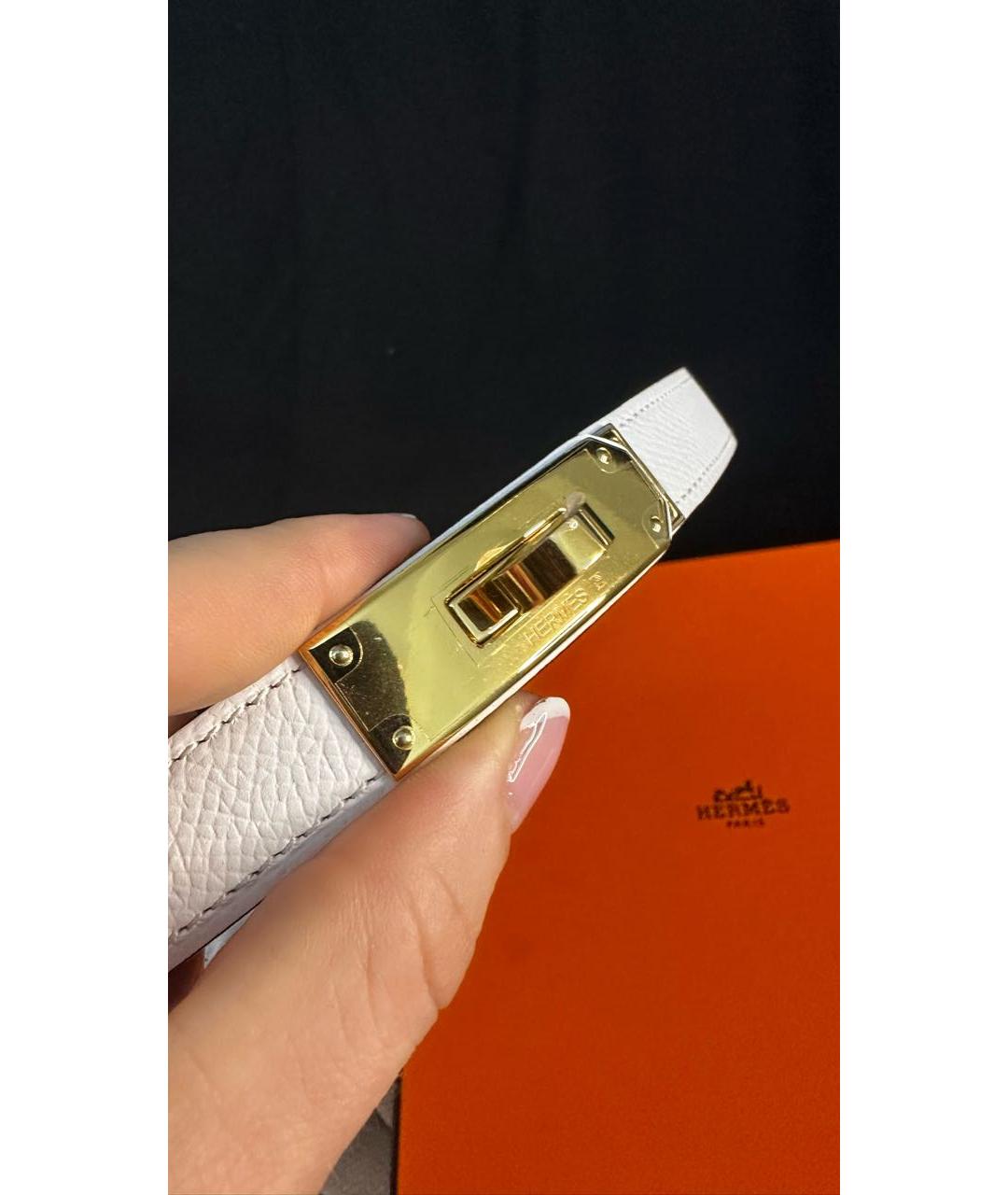 HERMES Белый кожаный ремень, фото 2