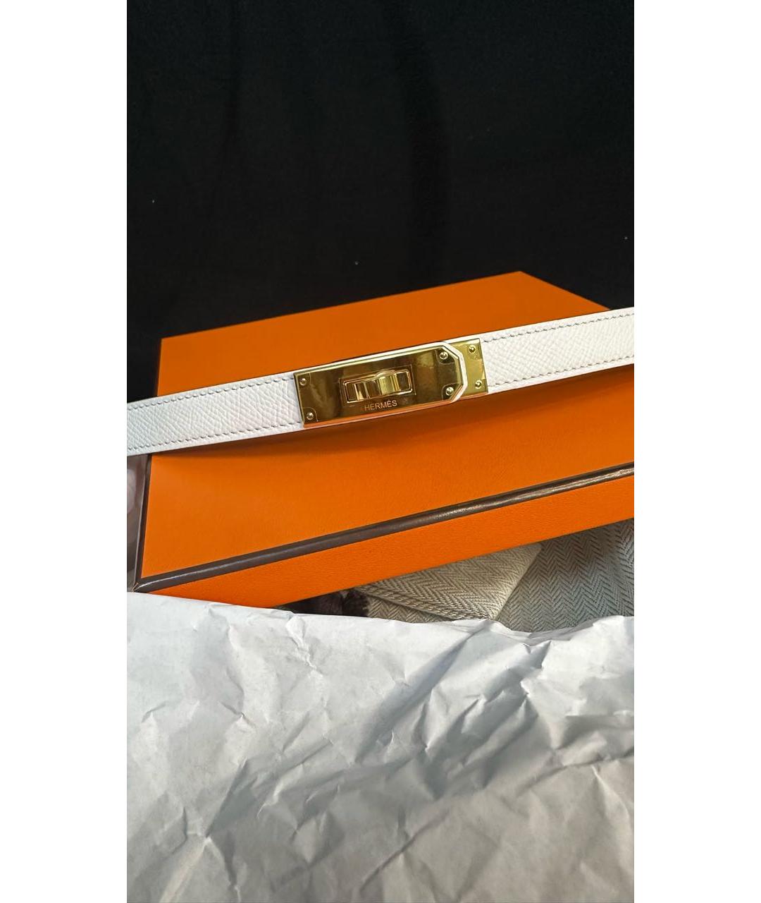 HERMES Белый кожаный ремень, фото 5