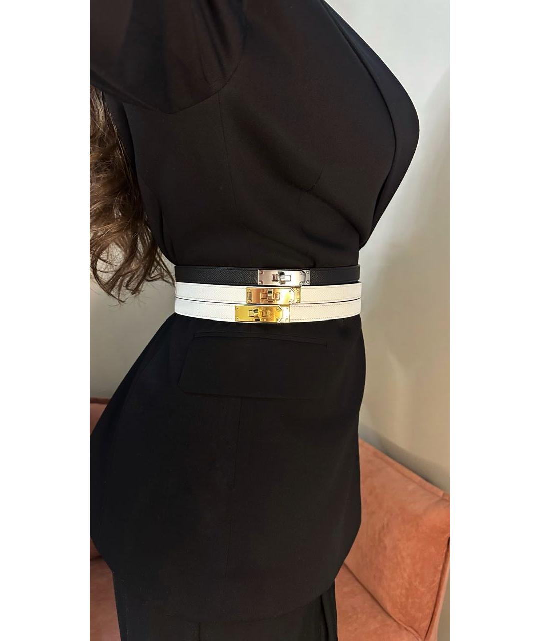 HERMES Белый кожаный ремень, фото 4