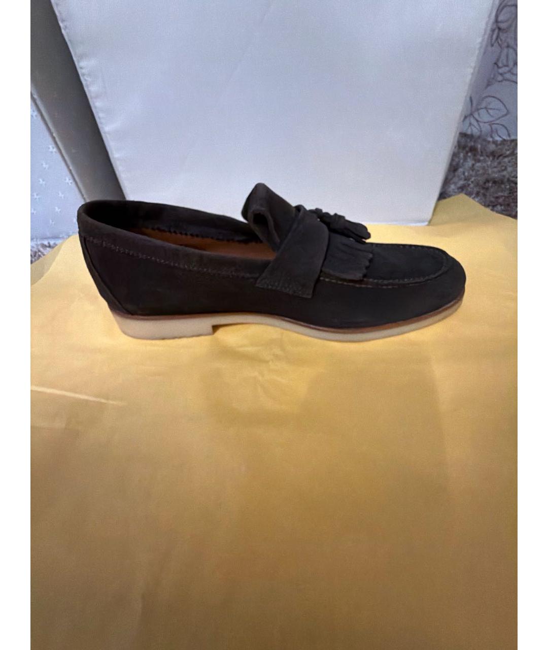 LORO PIANA Коричневые замшевые туфли, фото 5