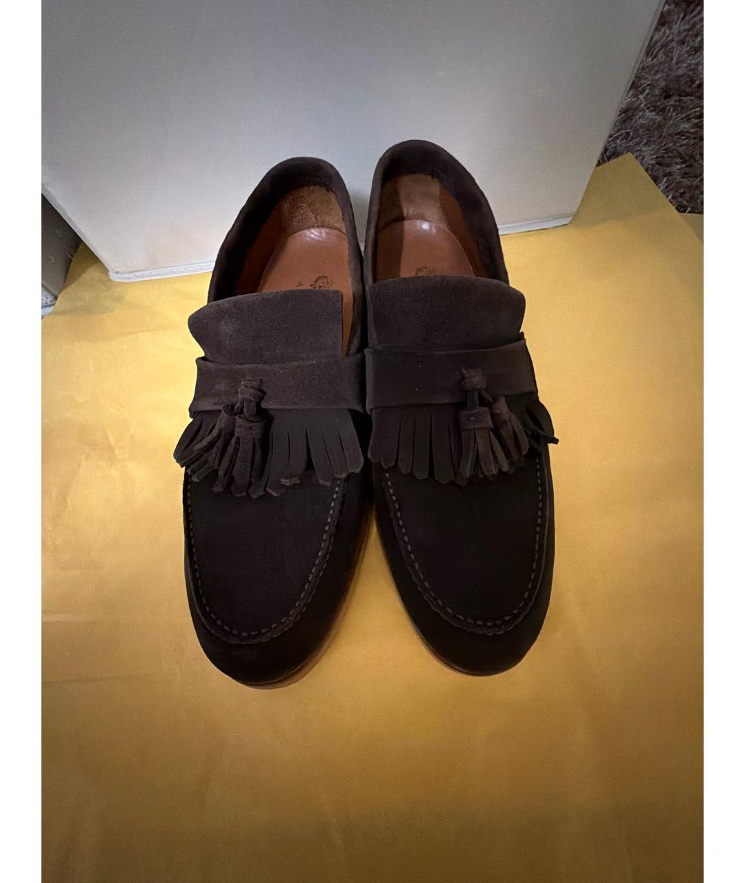 LORO PIANA Коричневые замшевые туфли, фото 2