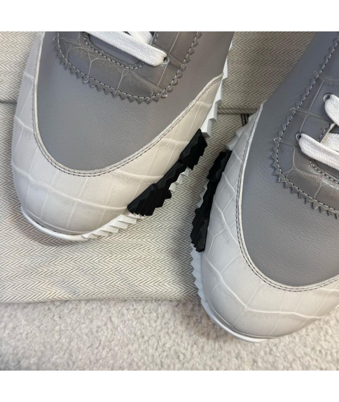 HERMES Серые низкие кроссовки / кеды из экзотической кожи, фото 7