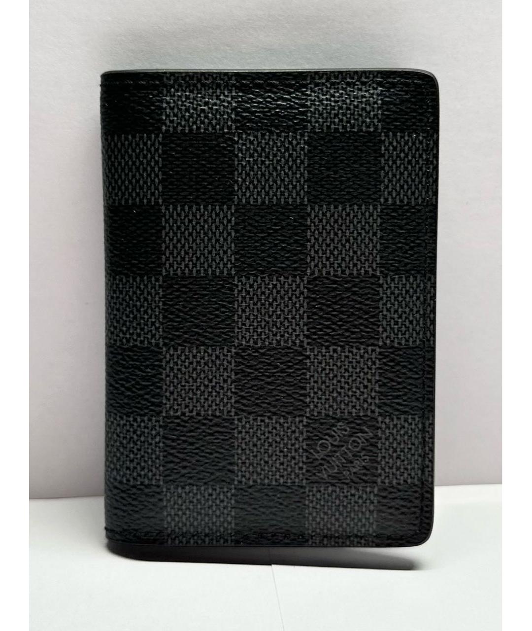 LOUIS VUITTON Черный кожаный кошелек, фото 6