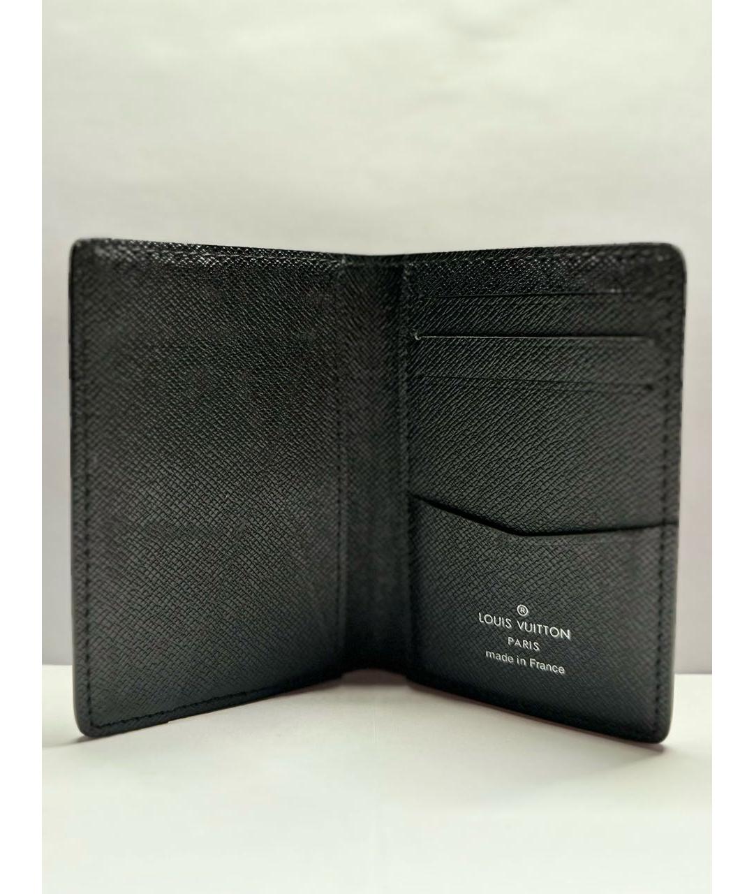 LOUIS VUITTON Черный кожаный кошелек, фото 3