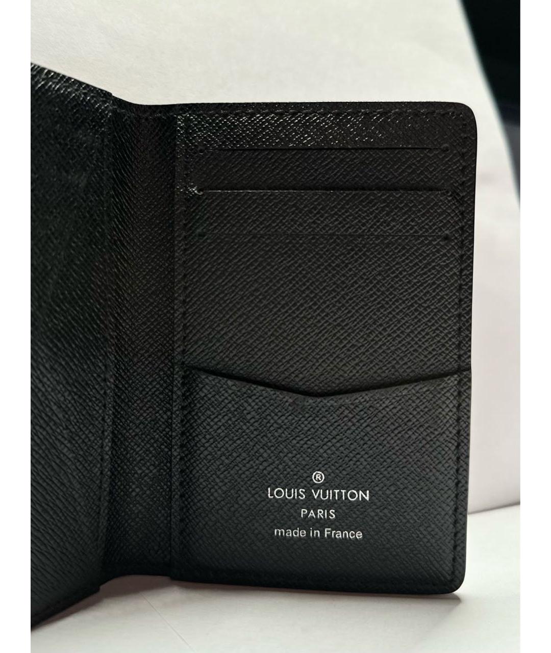 LOUIS VUITTON Черный кожаный кошелек, фото 4