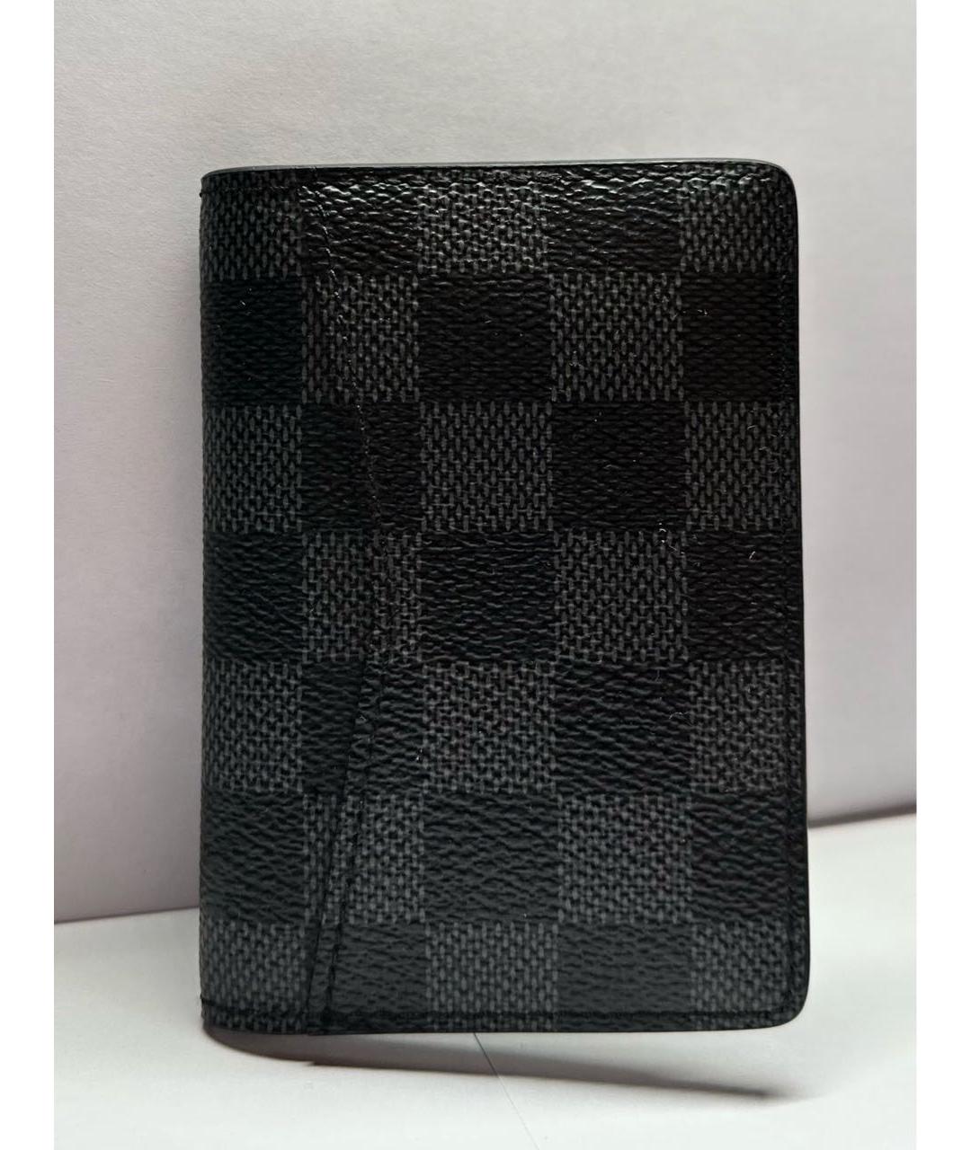 LOUIS VUITTON Черный кожаный кошелек, фото 2