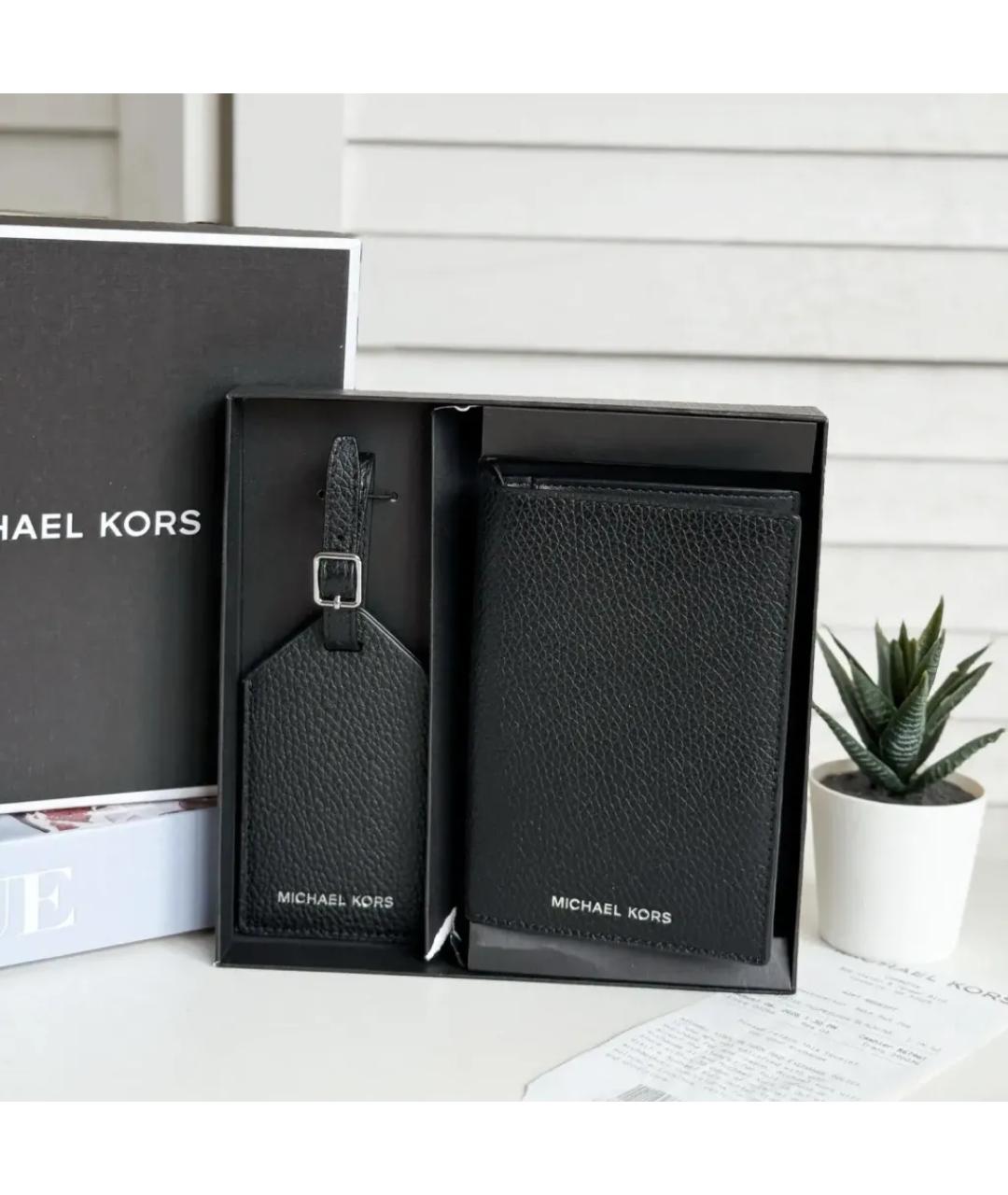 MICHAEL KORS Черный кожаный кардхолдер, фото 2